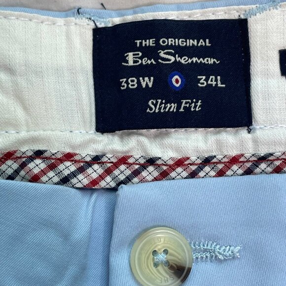 Ben Sherman Mens Slim Fit Light Blue Chino Casual Trouser Pants Size 38w 34l u - Picture 8 of 12